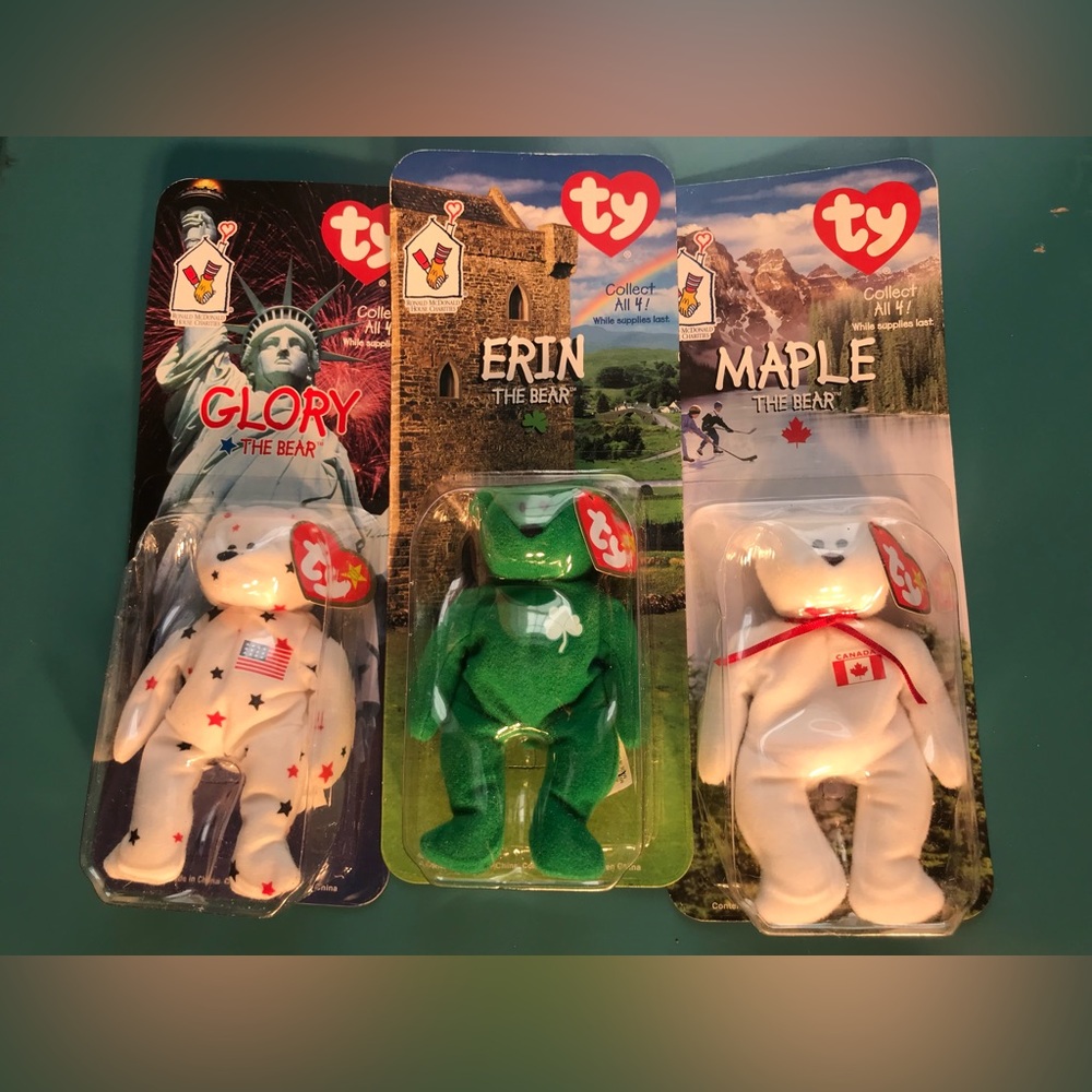 Rare Ty beanie babies BNIB for McDonald’s Lot of 3 Glory Erin Maple USA CANADA